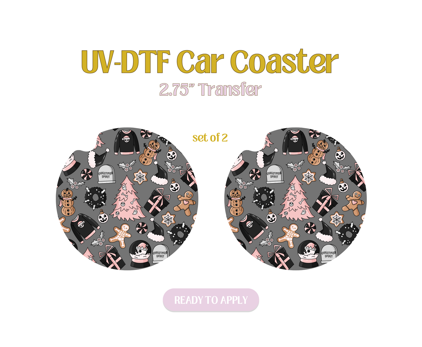 Christmas Spirit UV-DTF Car Coaster