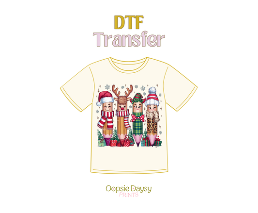 Christmas and Pencil DTF Transfer