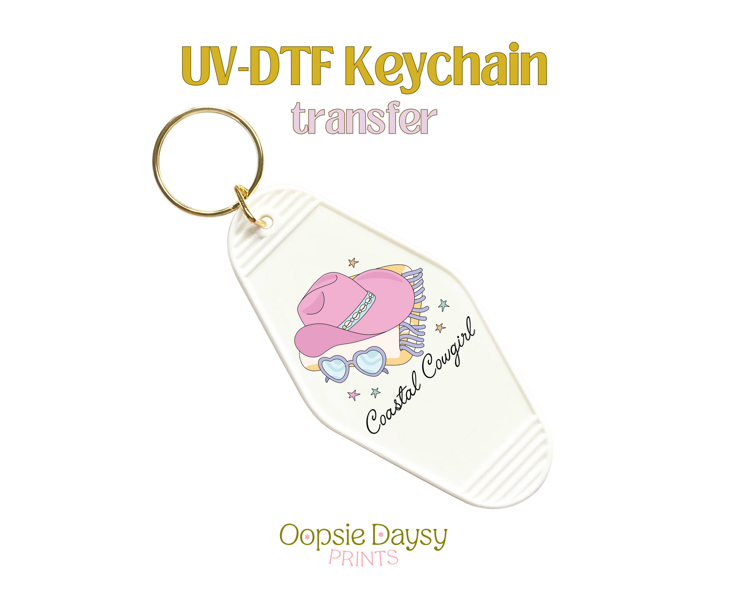 Coastal Cowgirl Black Font UV-DTF Keychain