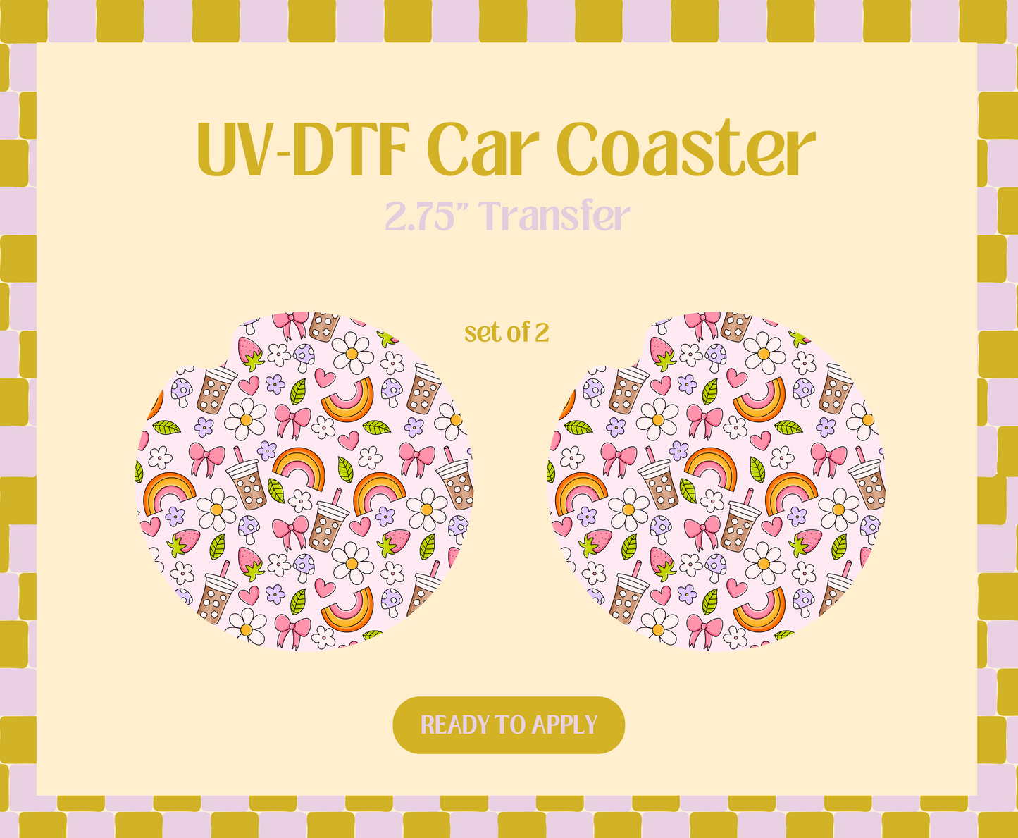 Coffee Doodles UV-DTF Car Coaster