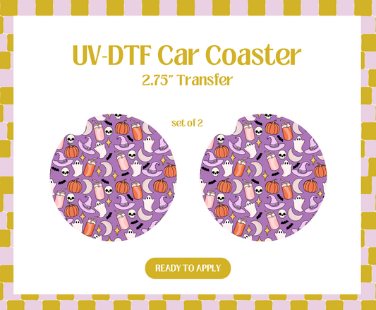 Coffee Halloween UV-DTF Car Coaster