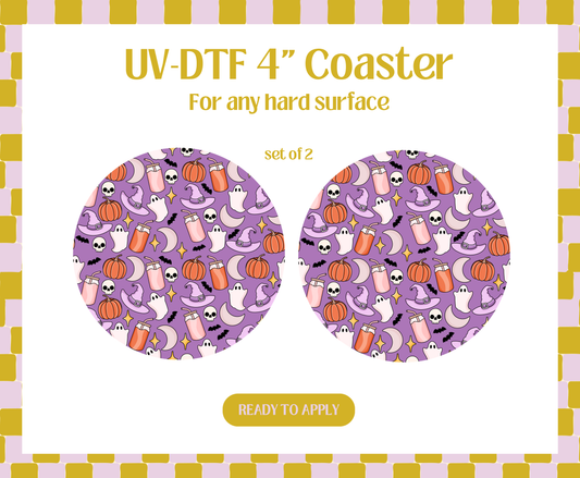 Coffee Halloween UV-DTF 4" Coaster