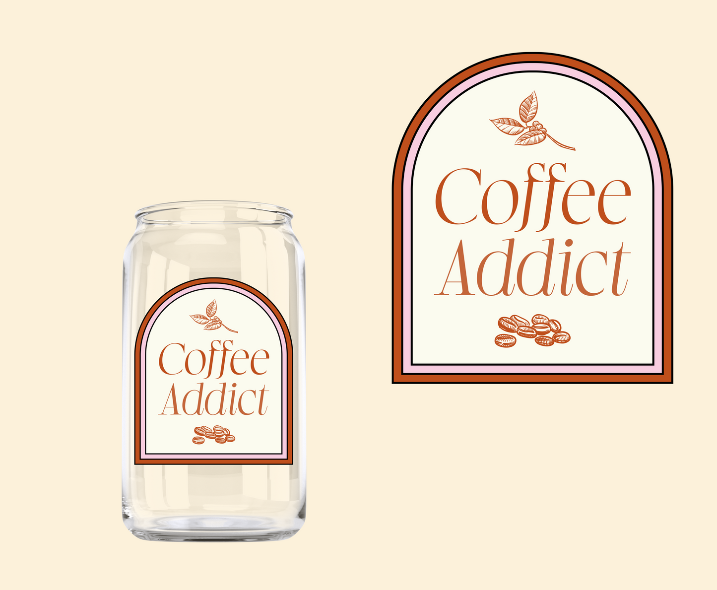 Coffee Addict label UV-DTF Decal