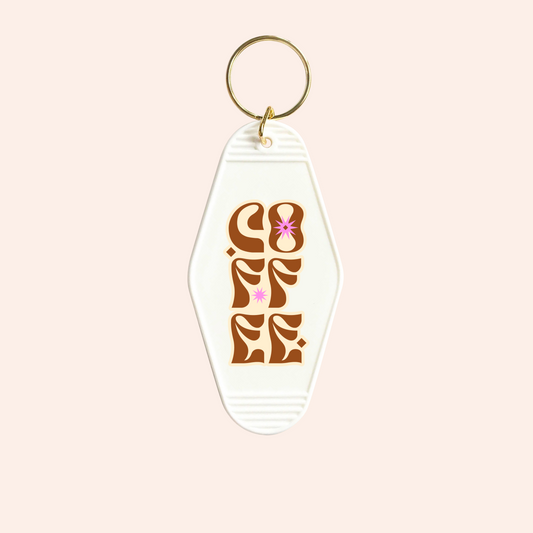 Coffee Retro Text UV-DTF Keychain