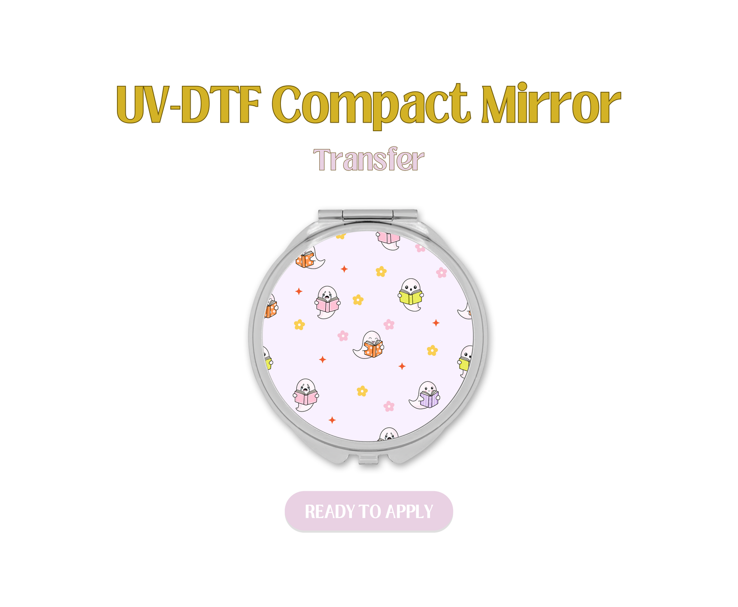 Colorful Bookish Ghosties UV-DTF Compact Mirror