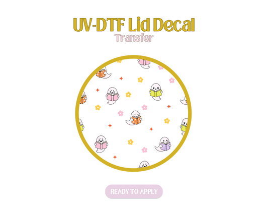 Colorful Bookish Ghosties UV-DTF Lid Decal