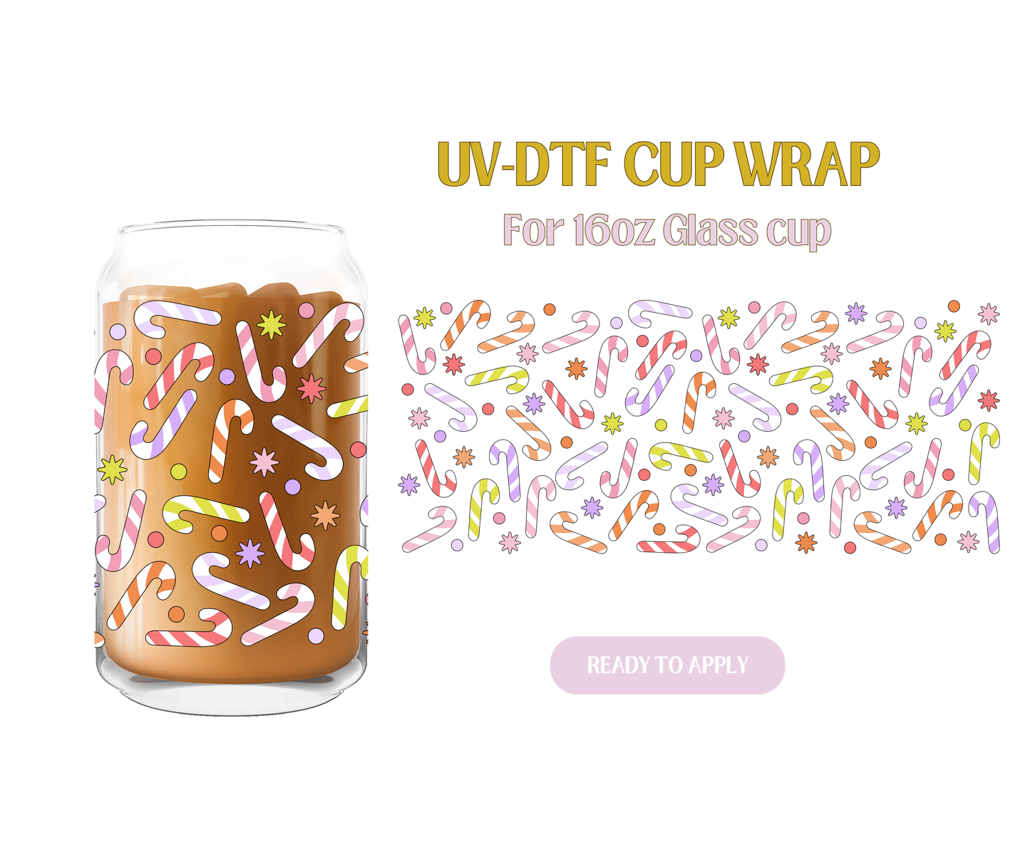 Colorful Candy Canes UV-DTF Wrap