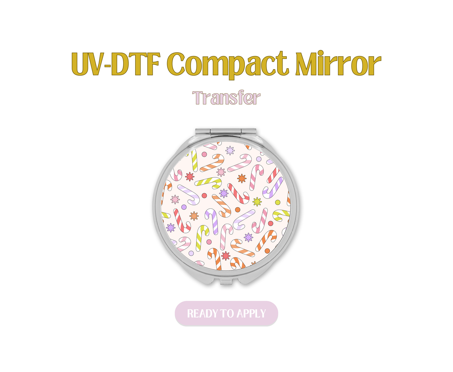 Colorful Candy Canes UV-DTF Compact Mirror