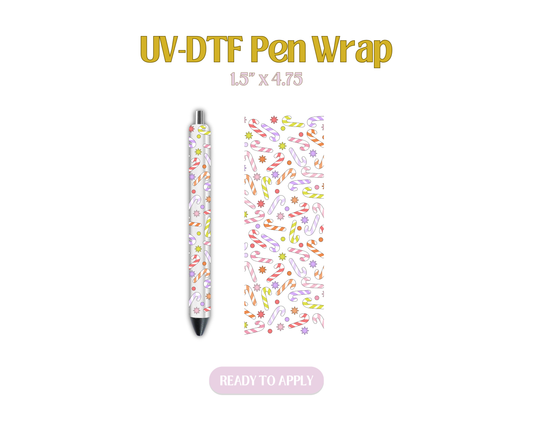 Colorful Candy Canes UV-DTF Pen Wraps