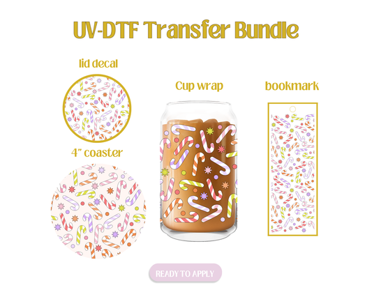 Colorful Candy Canes UV-DTF Transfer Bundle