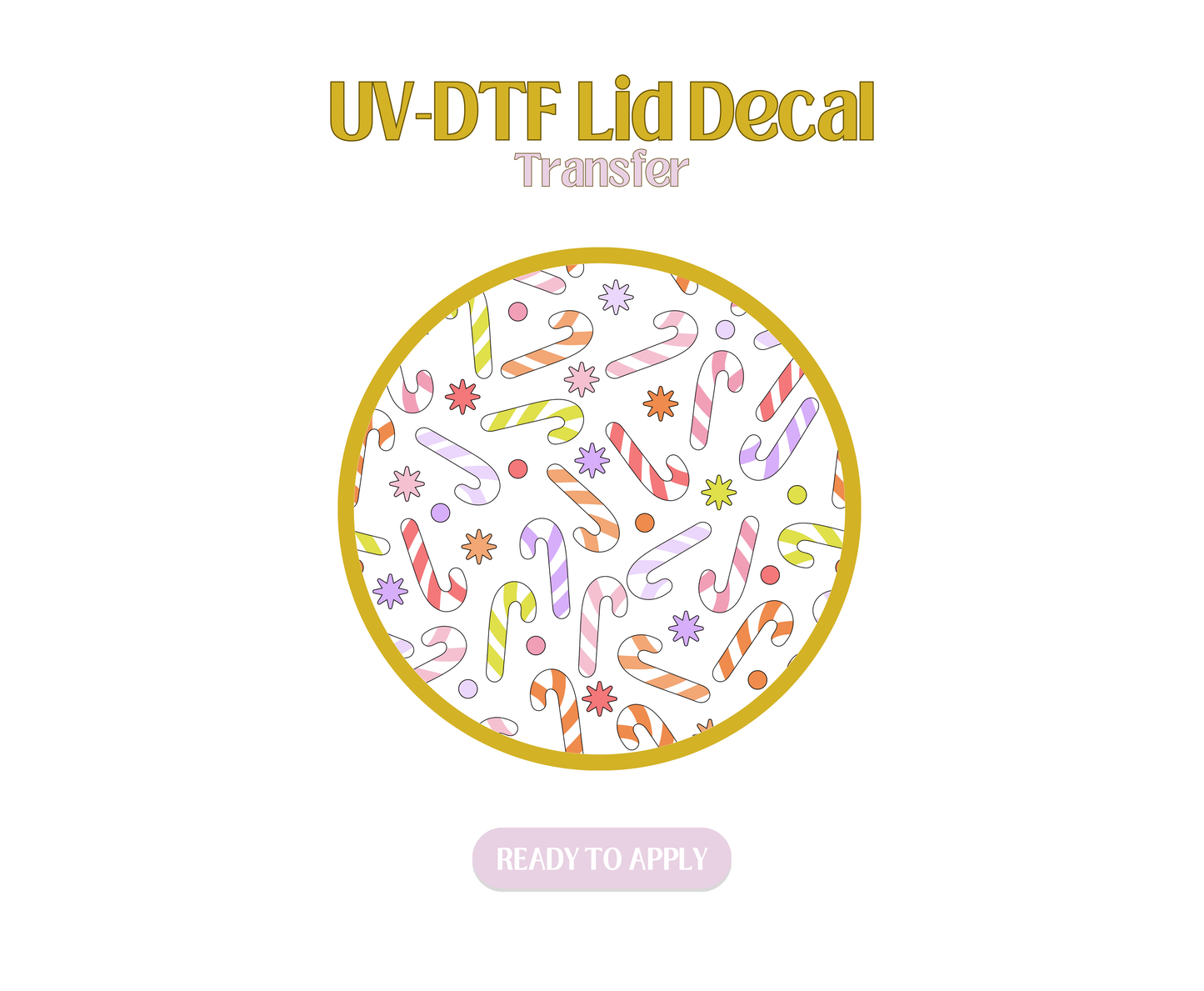 Colorful Candy Canes UV-DTF Lid Decal