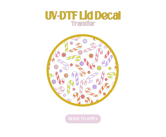 Colorful Candy Canes UV-DTF Lid Decal