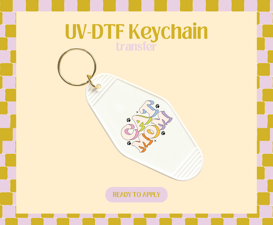 Colorful Cat Mom UV-DTF Keychain