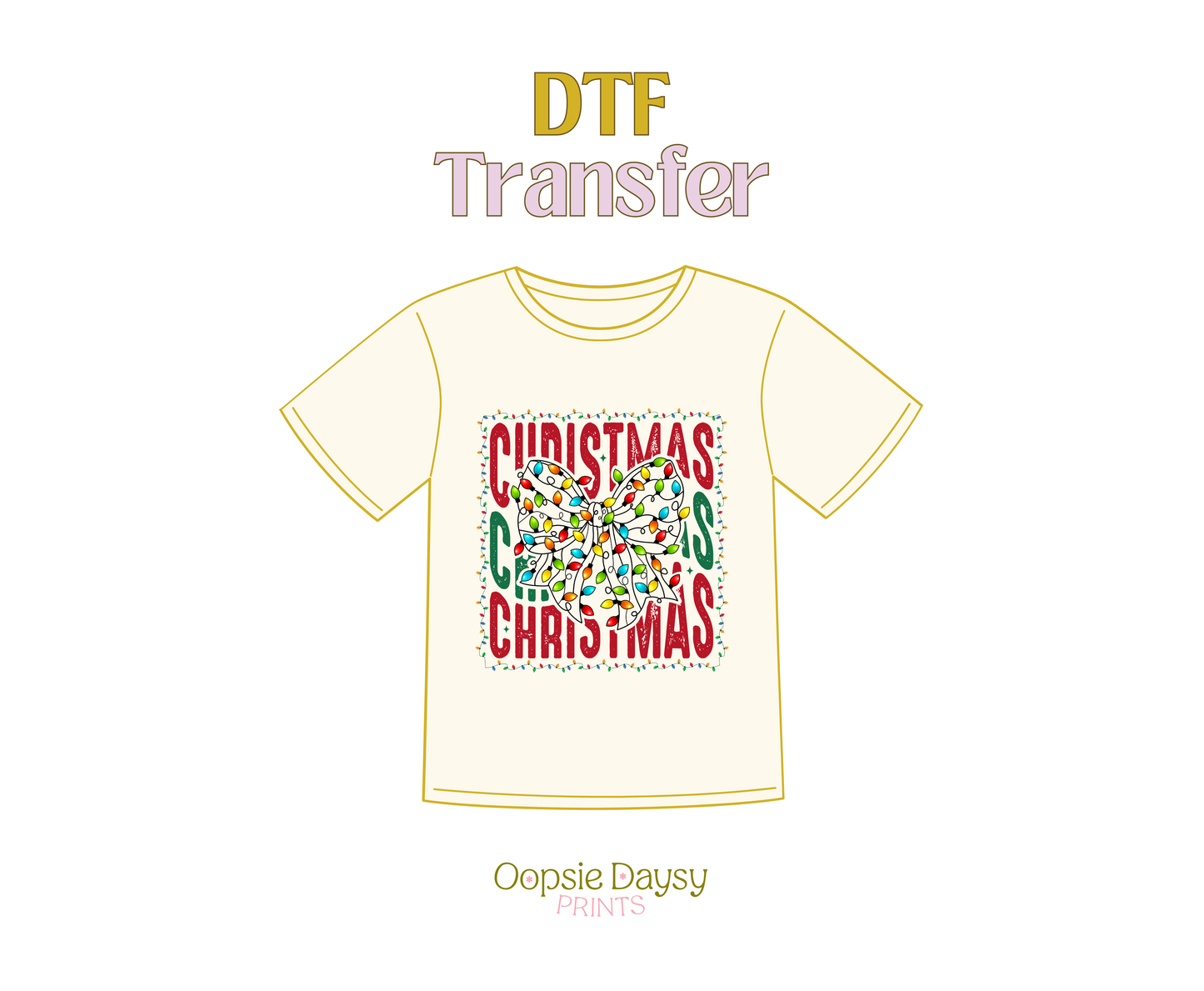 Colorful Christmas Lights DTF Transfer