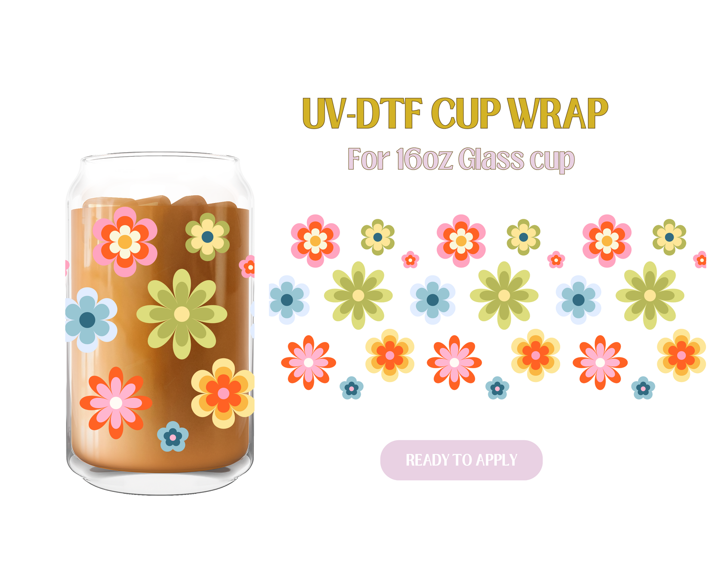Colorful Cute Retro Spring Florals UV-DTF Wrap