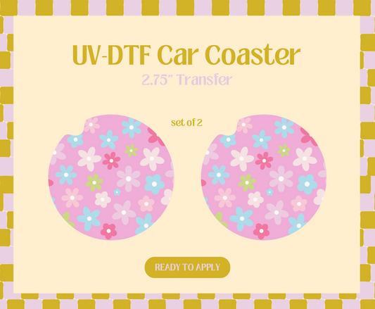 Colorful Daisies UV-DTF Car Coaster