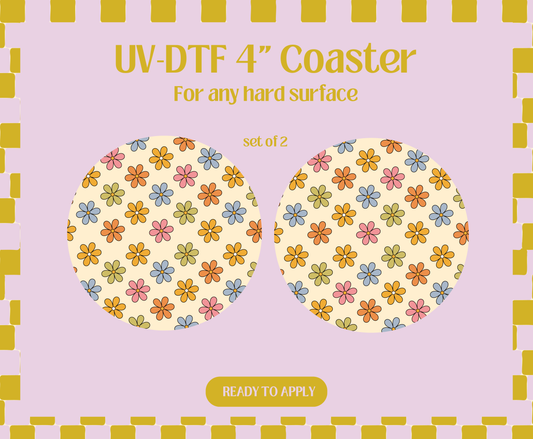 Colorful Flowers UV-DTF 4" Coaster