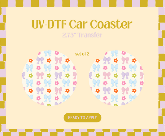 Colorful Spring Coquette UV-DTF Car Coaster