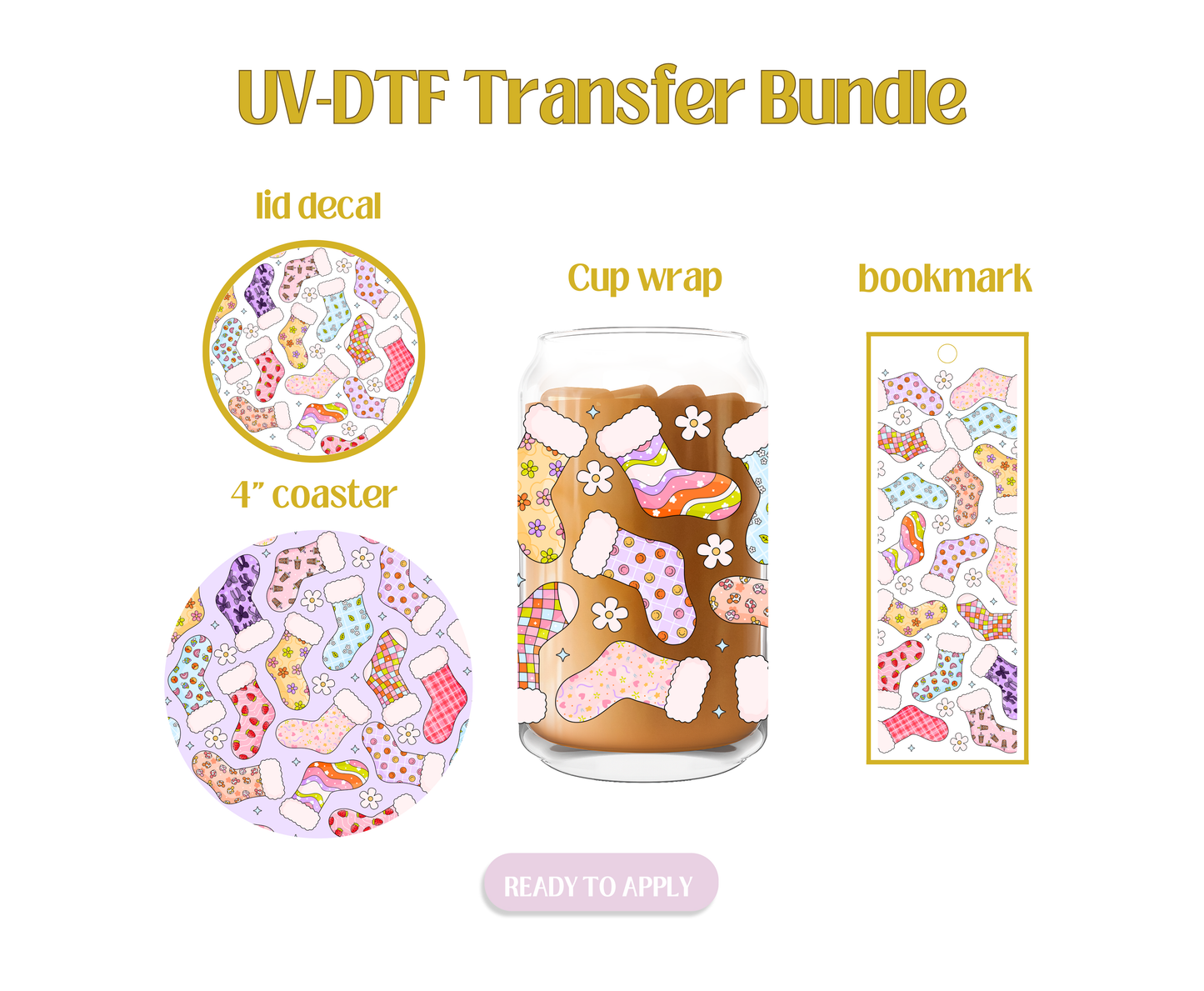 Colorful Stockings UV-DTF Transfer Bundle