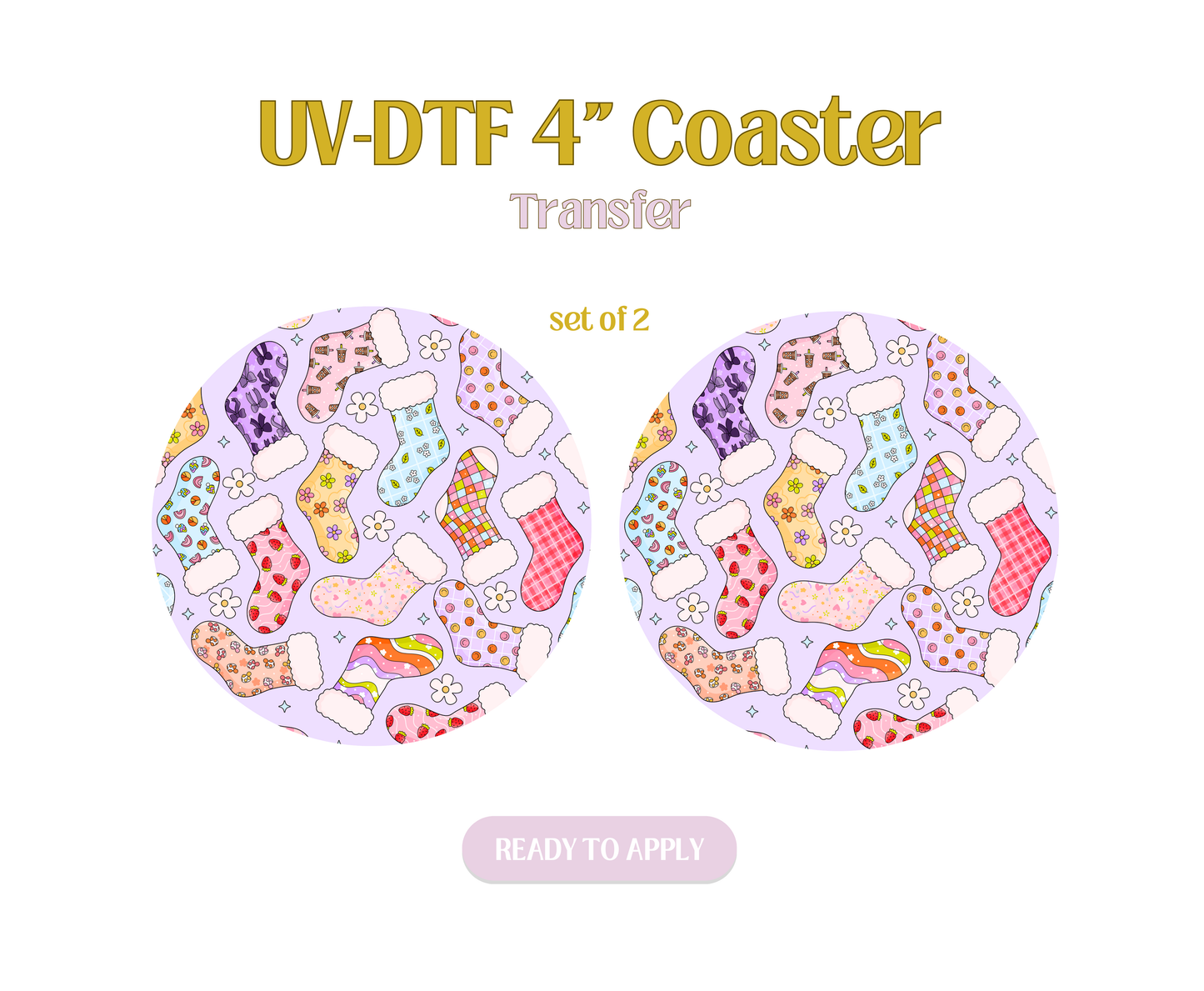 Colorful Stockings UV-DTF 4" Coaster