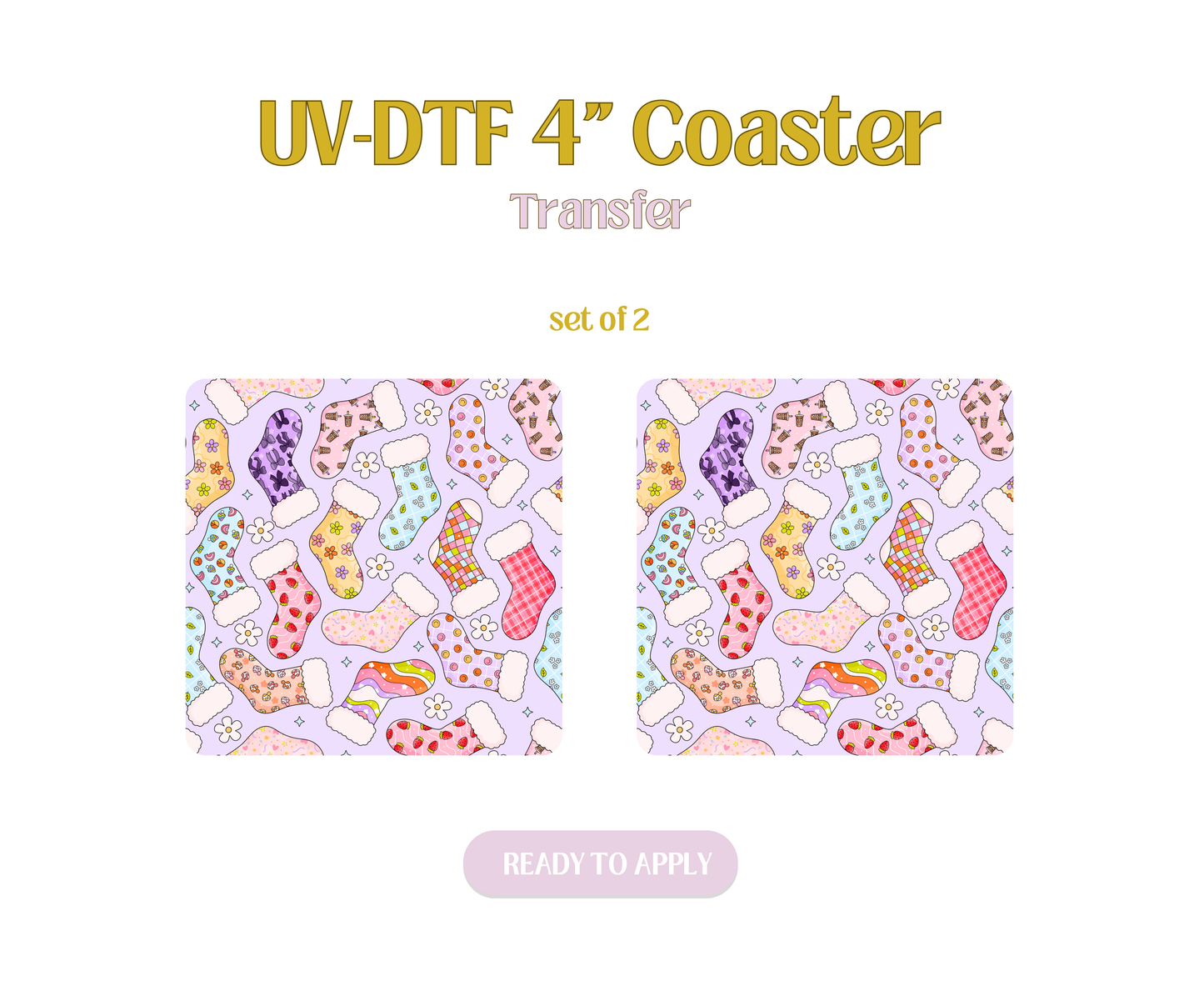 Colorful Stockings UV-DTF 4" Coaster