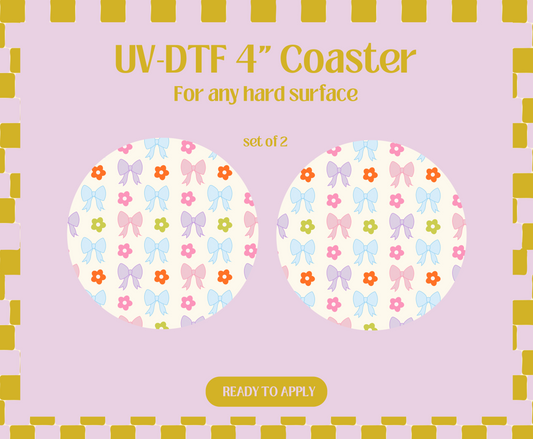 Colorful Spring Coquette UV-DTF 4" Coaster