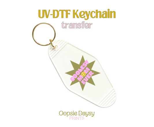 Coolest Mom Ever Green Star UV-DTF Keychain