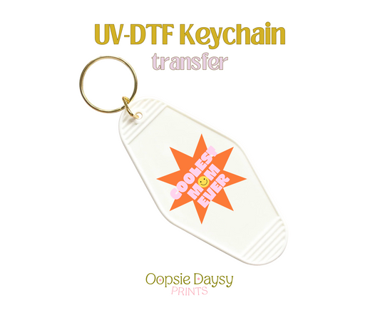 Coolest Mom Ever Orange Star UV-DTF Keychain