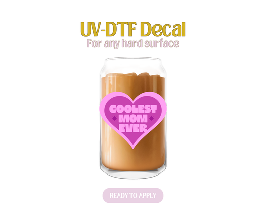 Coolest Mom Ever Purple Heart UV-DTF Decal