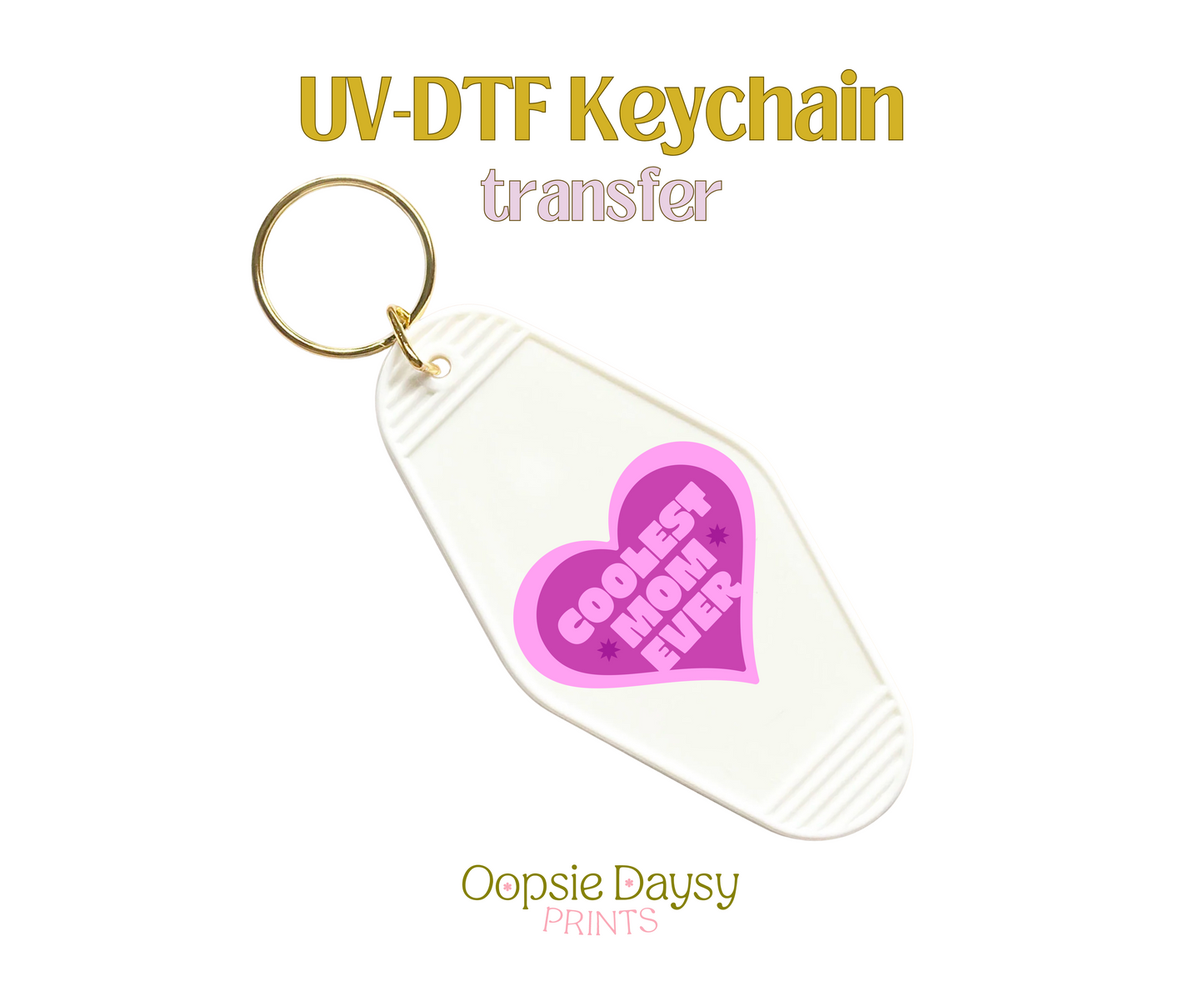Coolest Mom Ever Purple Heart UV-DTF Keychain