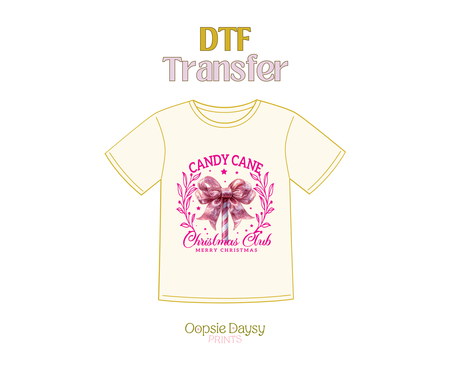 Coquette Candy Cane Club DTF Transfer