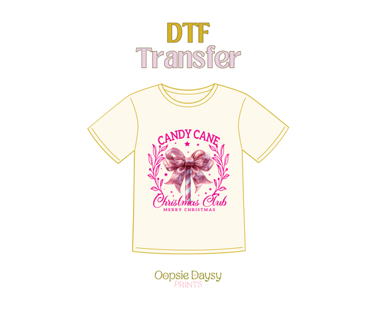 Coquette Candy Cane Club DTF Transfer