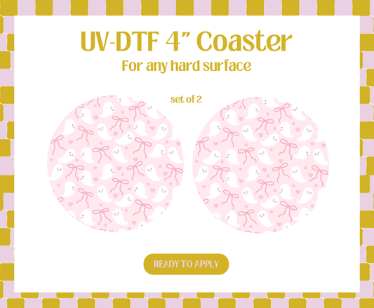 Coquette Ghost UV-DTF 4" Coaster