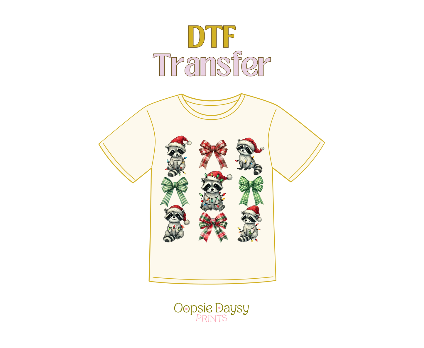 Coquette Christmas Racoons DTF Transfer