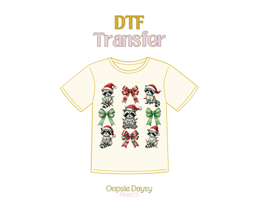 Coquette Christmas Racoons DTF Transfer