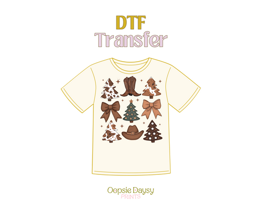 Coquette Western Christmas Tree DTF Transfer