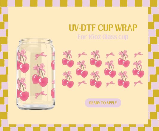 Coquette pink cherry UV-DTF Wrap