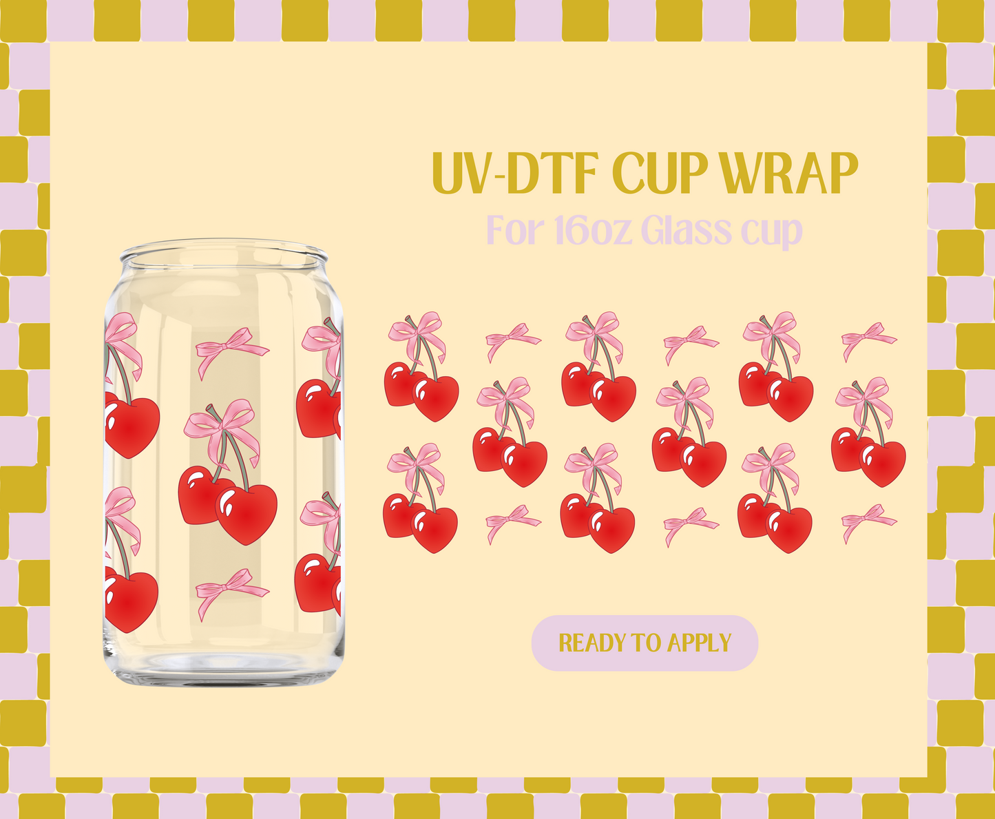 Coquette red cherry UV-DTF Wrap