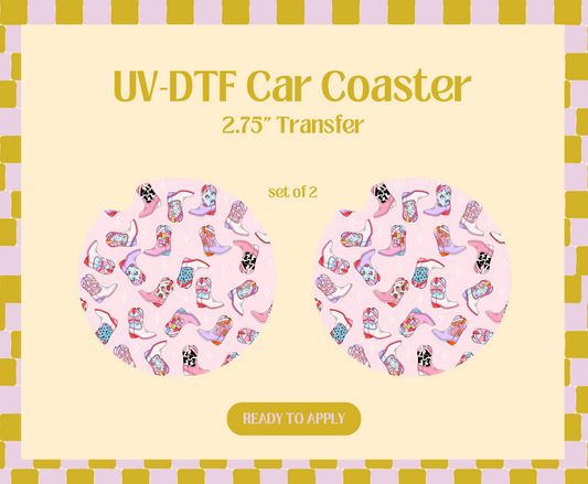 Cowgirl Boots UV-DTF Car Coaster