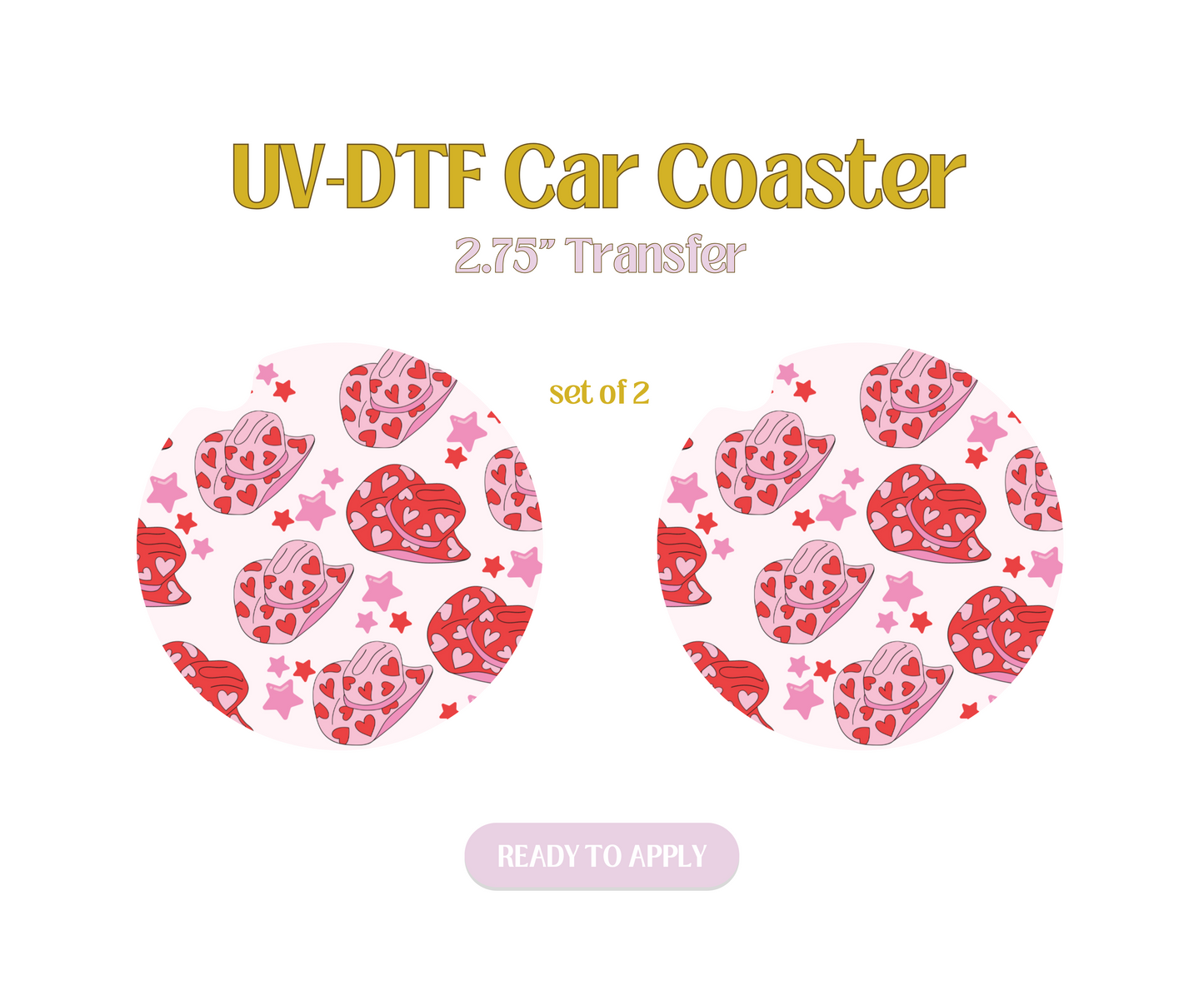 Cowgirl Hearts Hats UV-DTF Car Coaster