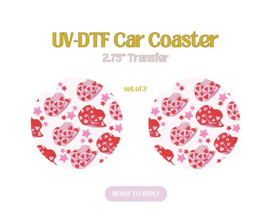 Cowgirl Hearts Hats UV-DTF Car Coaster