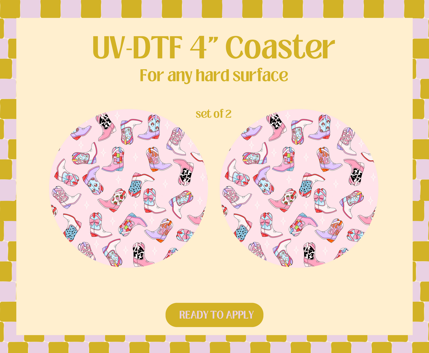 Cowgirl Boots UV-DTF 4" Coaster