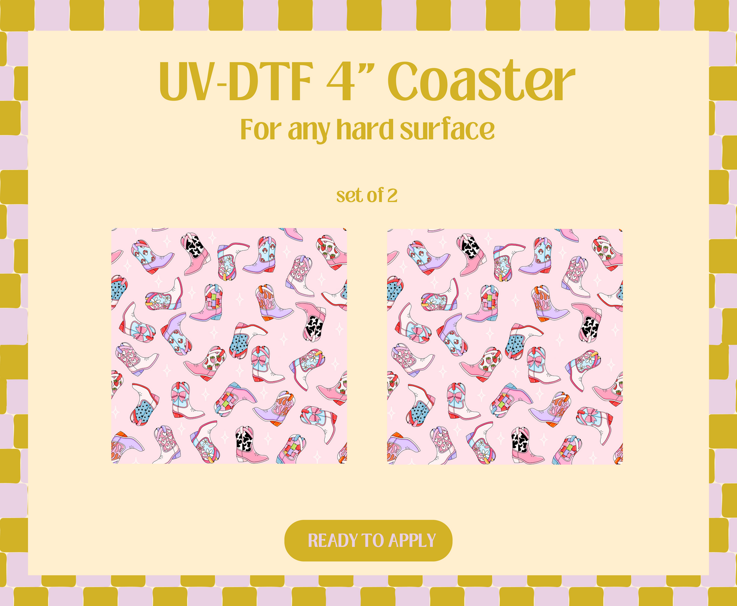 Cowgirl Boots UV-DTF 4" Coaster