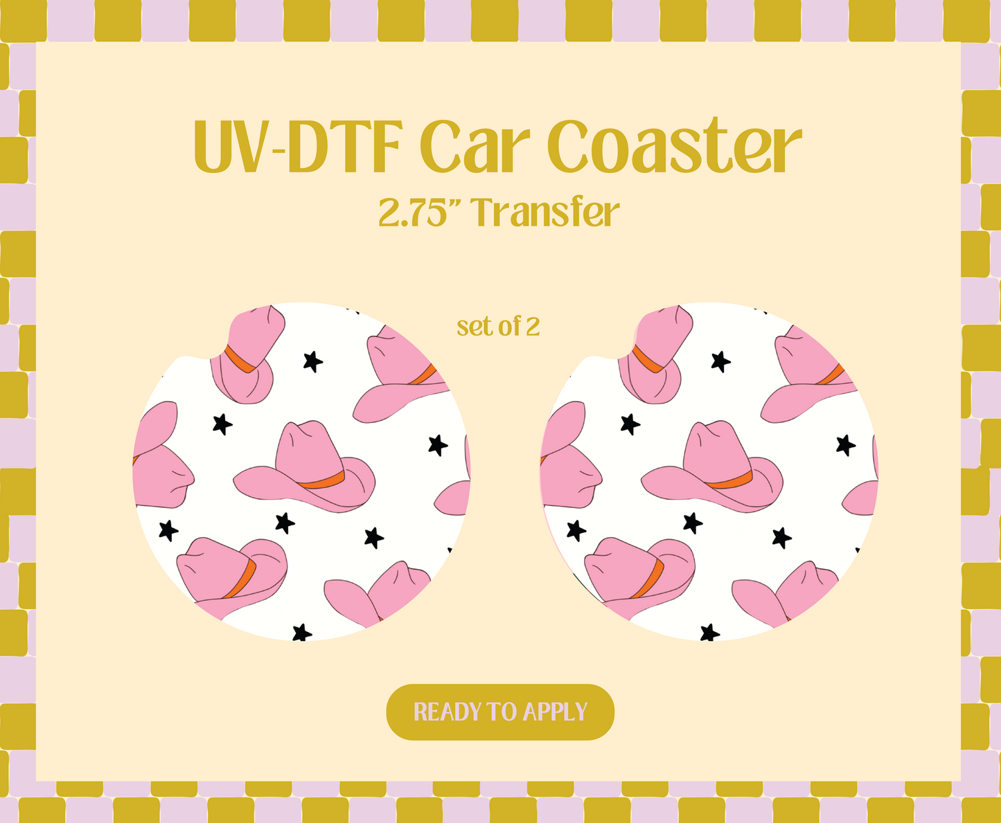 Cowgirl Hat UV-DTF Car Coaster