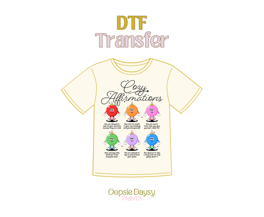 Cozy Affirmations Colorful  DTF Transfer