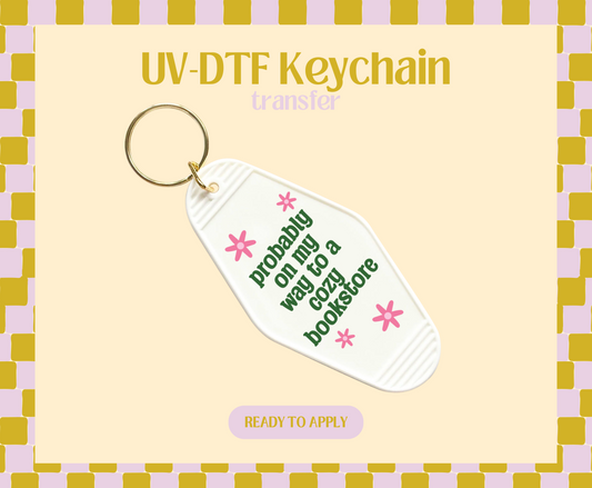 Cozy Bookstore UV-DTF Keychain