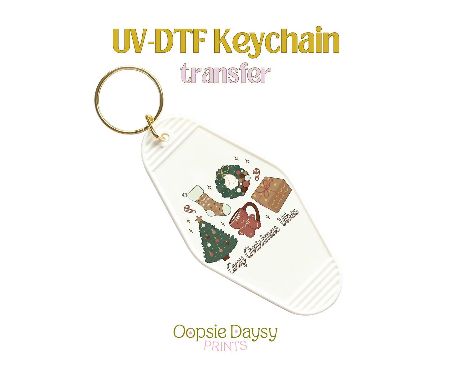 Cozy Christmas Vibes UV-DTF Keychain