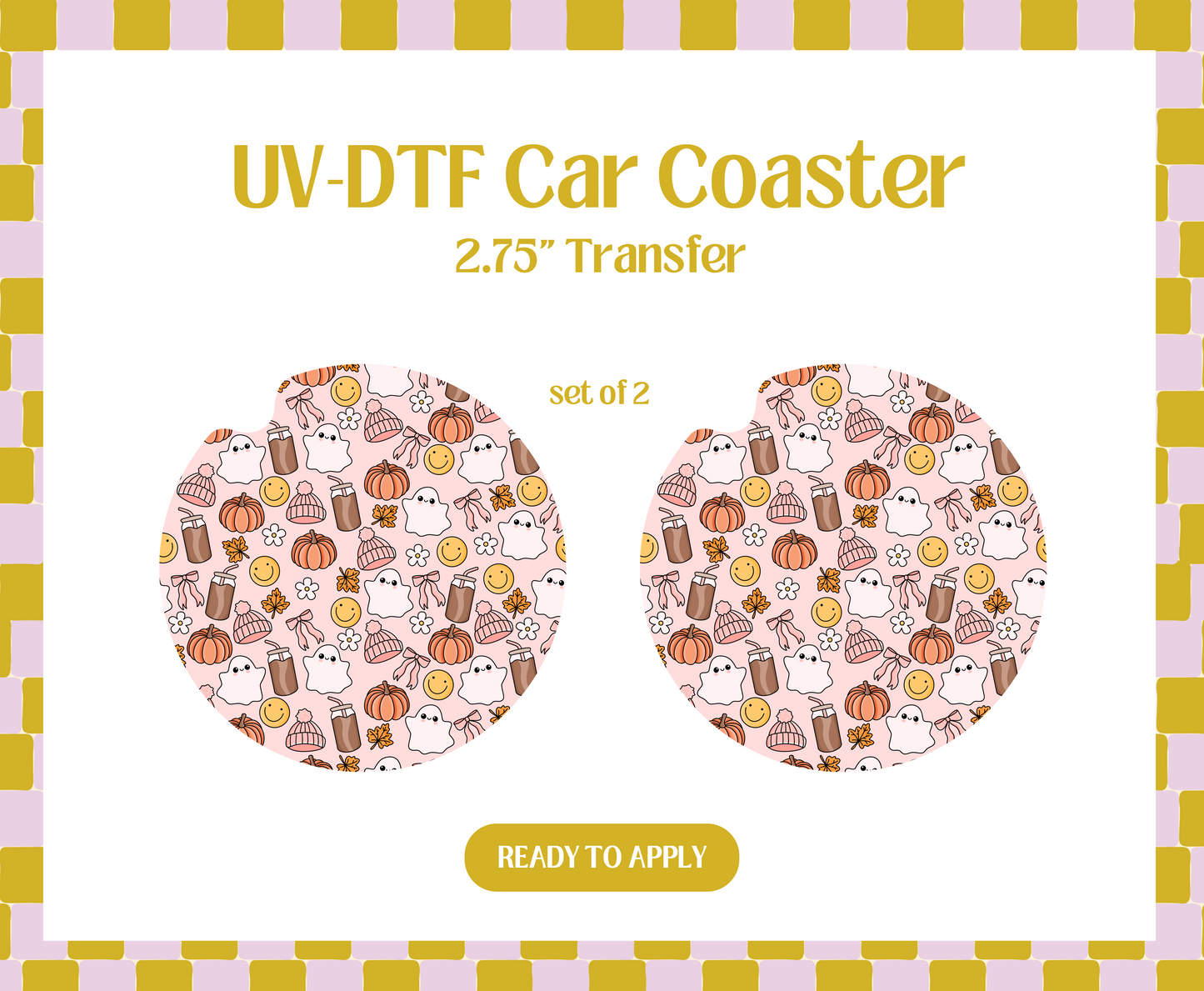 Cozy Ghost UV-DTF Car Coaster