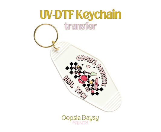 Cupid's Fav Retro Nail Tech UV-DTF Keychain