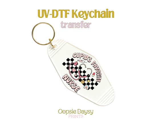 Cupid's Fav Retro Nurse UV-DTF Keychain